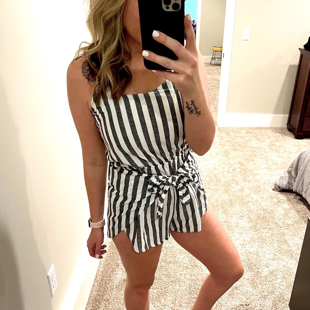 HYFVE Black and White Striped Large Romper
